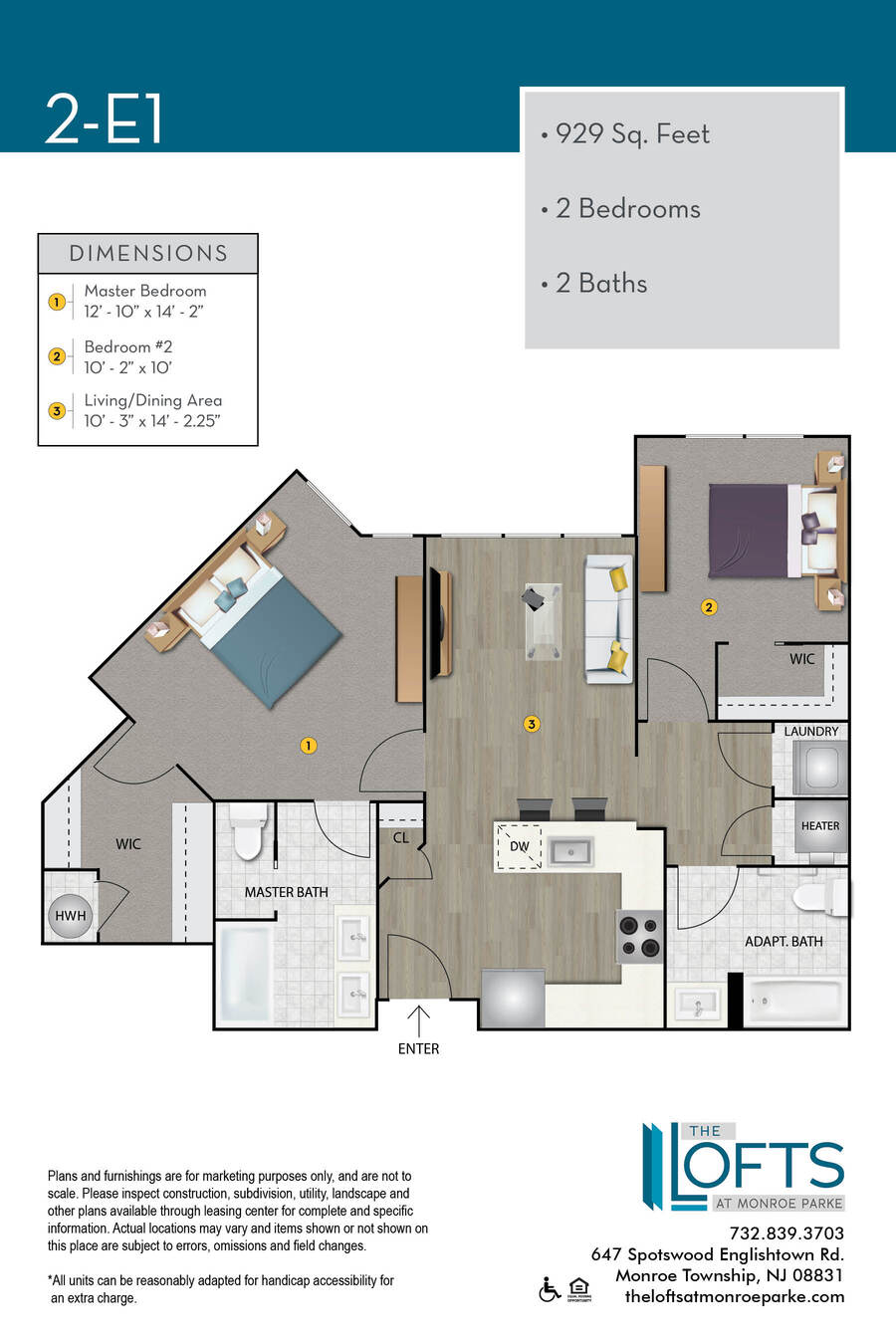 The Lofts at Monroe Park Apartment Floor Plan 2E1